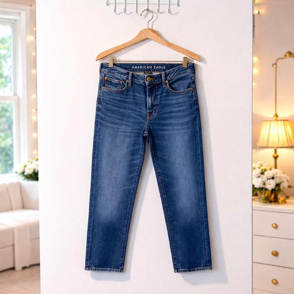 ✨ AE Original Straight Jeans Blue Denim Classic Straight Leg Style Size 30x30